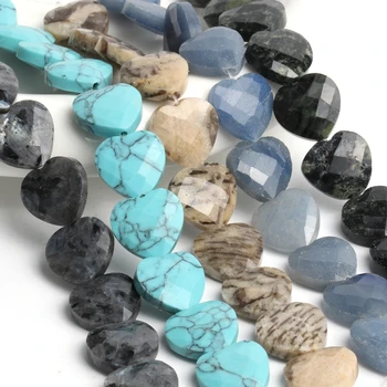 לבן לב Agates חרוזים אופל אבן טבעית כחול Turquoises קסם חופשי חרוזים ליצירת תכשיטים רקמה צמיד Diy. נ.
