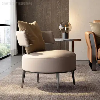 איטלקי מינימליסטי נמר הכיסא הפנוי הכיסא וילה עור המודרני סלון אור יוקרה מעצב יחיד, ספה כסא