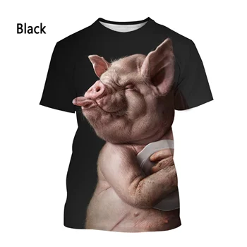 גברים, נשים, קיץ מזדמן עם שרוול קצר האופנה החדשה חיה חזירים כבשים חתול זאב פרה סדרת 3D הדפסת חולצה