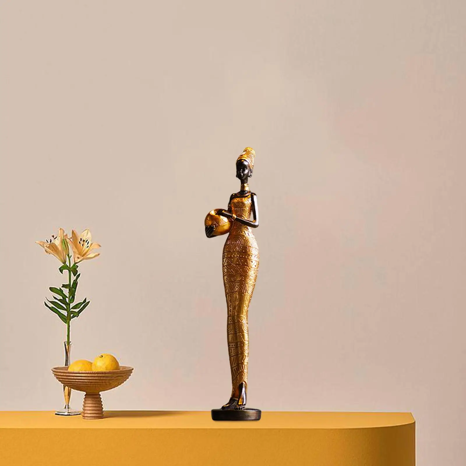 נשים פסל חידוש תפאורה הביתה פסלון אפריקאי שבטי הגברת פיסול למסעדה ליד המיטה שולחן מדף הספרים טלוויזיה ארון