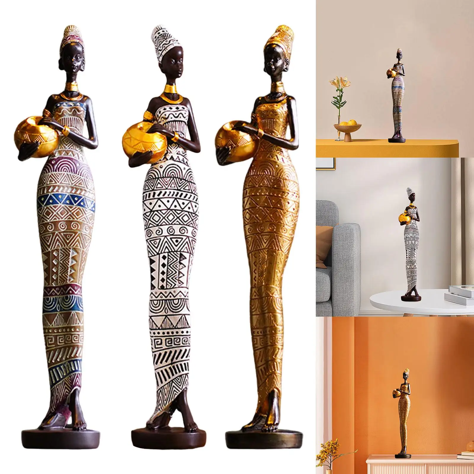 נשים פסל חידוש תפאורה הביתה פסלון אפריקאי שבטי הגברת פיסול למסעדה ליד המיטה שולחן מדף הספרים טלוויזיה ארון