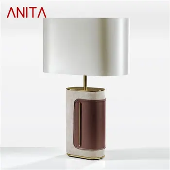 אניטה הפוסט-מודרנית מנורת שולחן LED פשוטה אופנה ליד המיטה שולחן אור וינטג ' עור בעיצוב הבית הסלון, חדר השינה